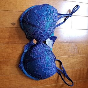 VS Victoria's Secret Padded Lace Blue bra 32C